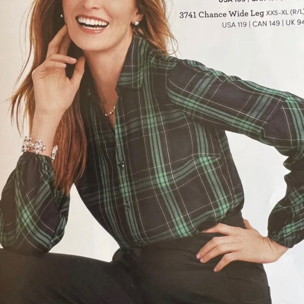 CAbi 3769 Big Sur Plaid Top -Size Medium